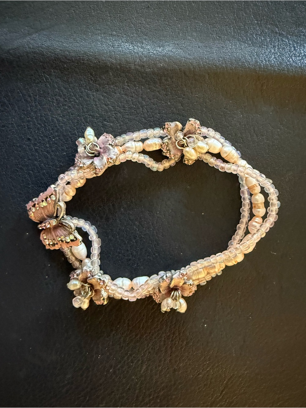 Beaded Charm Bracelet in Pink & Gold Like New